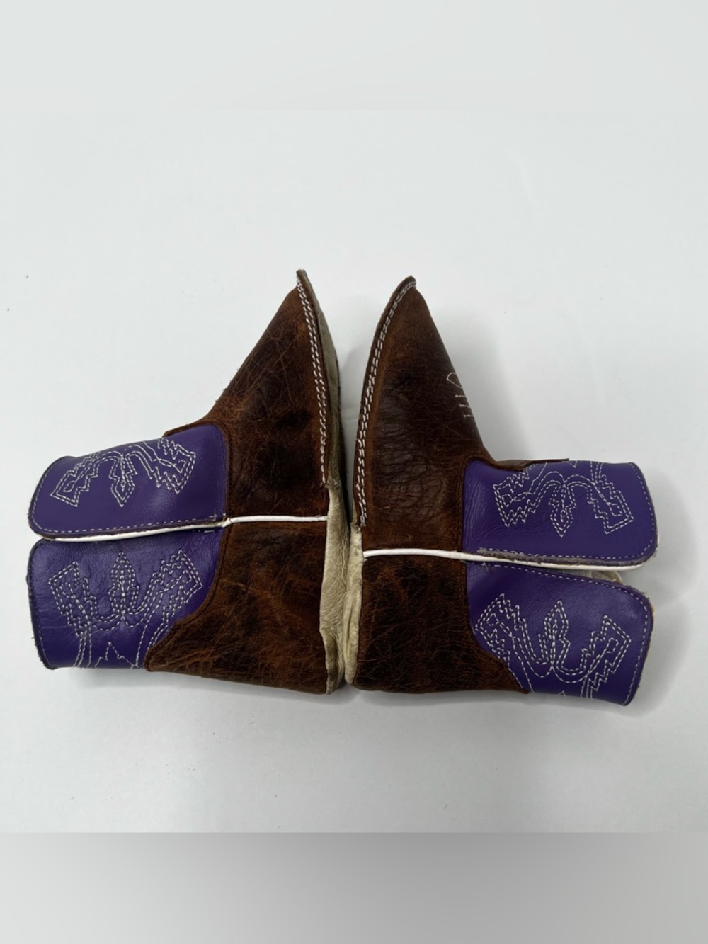 Anderson Bean Baby Boots Crib Shoes Purple Brown Sz 6 Leather Western Cowgirl - Picture 6 of 10